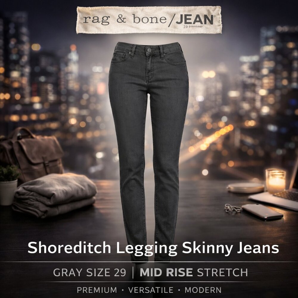 rag & bone JEAN Shoreditch Legging Skinny Jeans Gray Size 29 Stretch Mid Rise